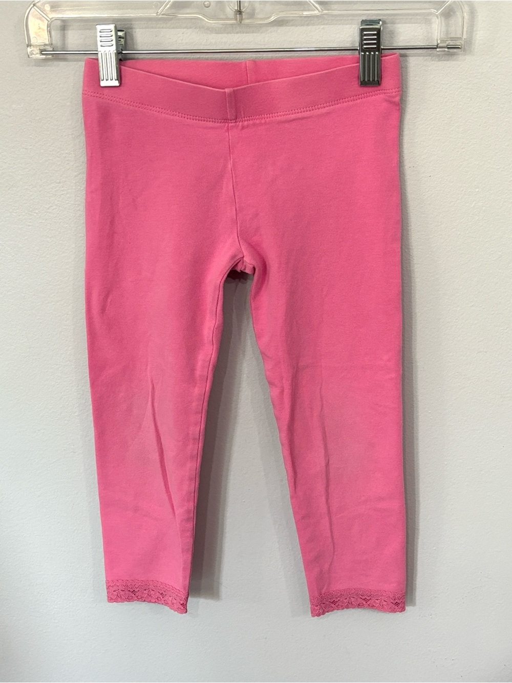 The Children’s Place Girls Pink Stretch Knit Leggings Lace Trim Size Small S 5/6